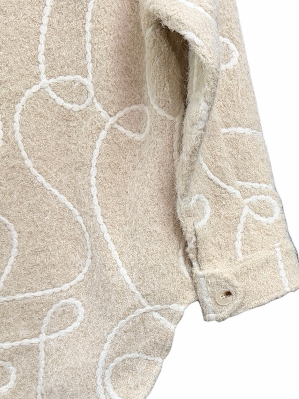 Little Lies Ribbon Pattern Shacket in Cream - Picture 6 of 9